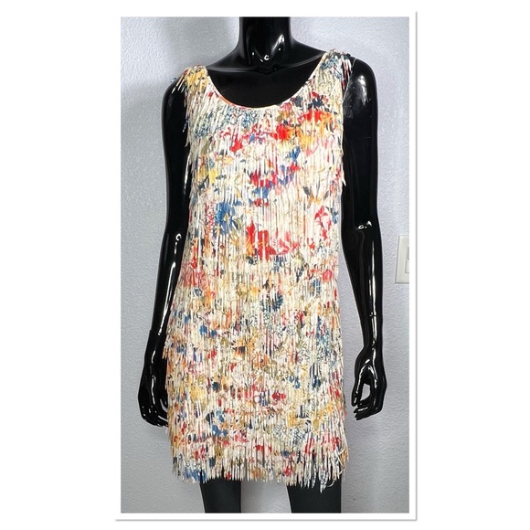 Floral Multi Tiered Fringe Mini Dress - Picture 1 of 10